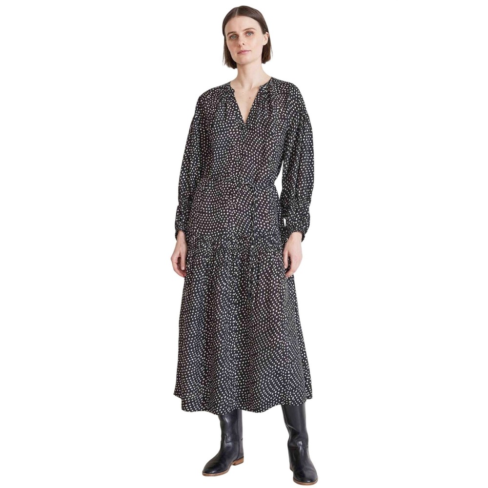 Apiece Apart Ela Maxi‎ Dress French Girl Black White Polka Dot Viscose Small